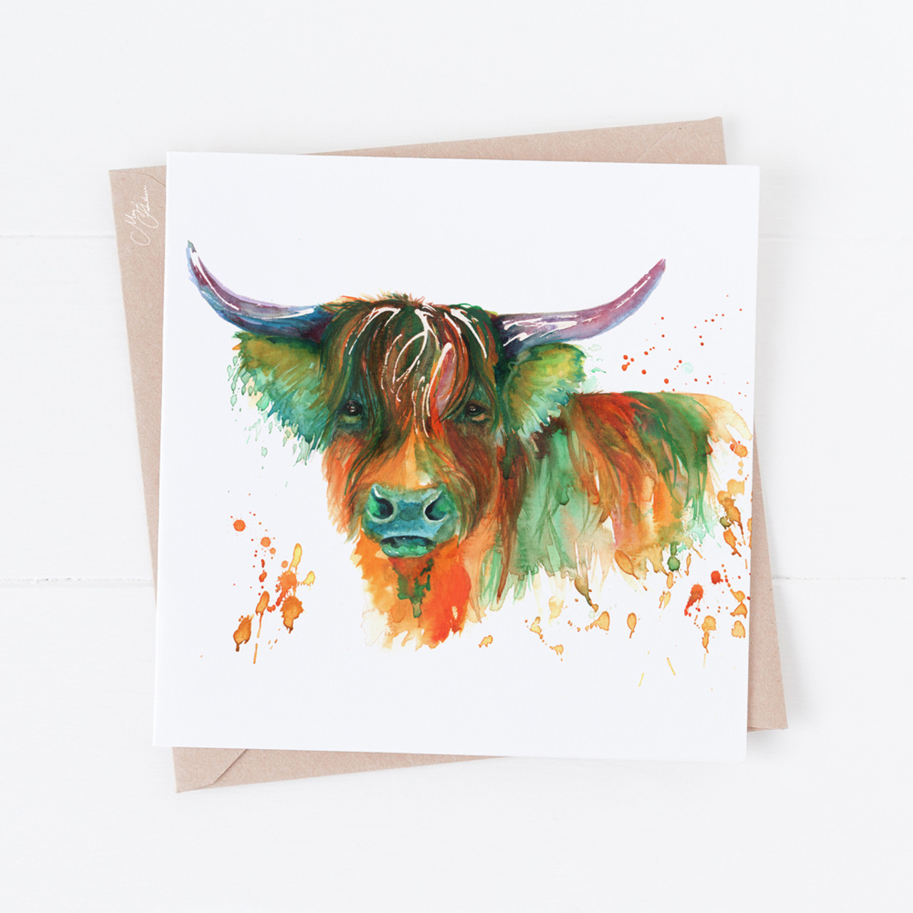 Highland Cow Head Greeting Cards