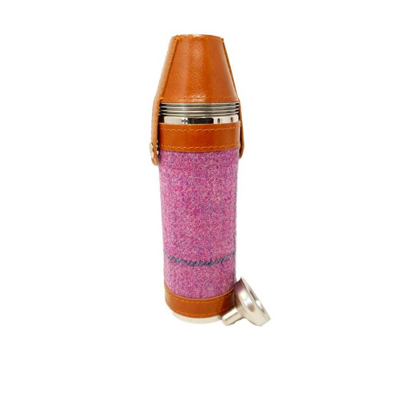 Bonart Hunter Tweed Flask with Cups in Pink Tweed