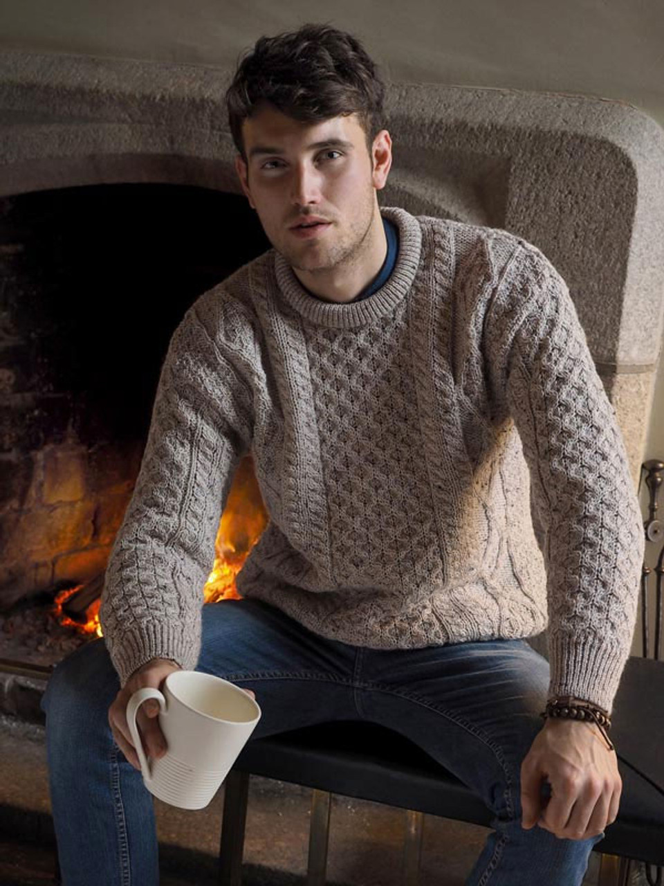 Irish Aran Crew Neck Sweater