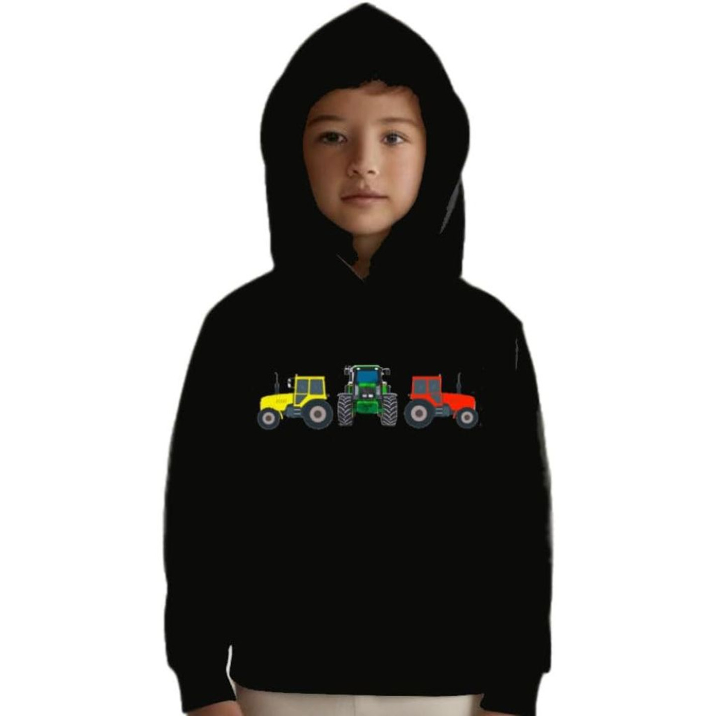 Kids three tractor hoodie