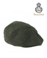 Harris Tweed Baker Boy Cap - Dark Green Herringbone