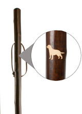 Classic Canes Chestnut Hiking Staff with Labrador Engraved Motif