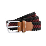 Two-colour stripe elasticated belt in Black and Burgundy