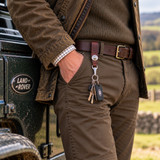 Handmade leather lanyard for keys on belt