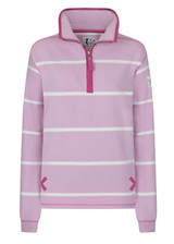 Lazy Jacks Ladies Striped 1/4 zip sweatshirt