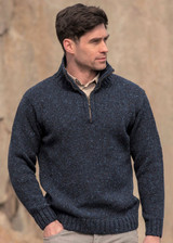 Aran Craft Donegal Wool Mens Half Zip Jumper