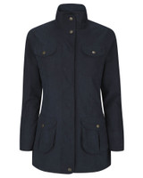 Hoggs of Fife Ladies Struther Field Coat navy front view showing storm flap and pockets
