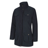 Hoggs of Fife Ladies Struther Field Coat in navy shown from the side with shaped fit
