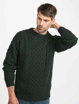 Traditional Aran Jumper in Army 