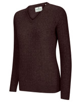 Hoggs of Fife Lauder Ladies Cable Pullover in Redwood