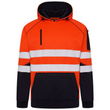 Aviator Hi Vis Pullover Hoodie in Orange/Navy