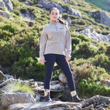 Hiker wearing Ridgeline Womens Infinity Leggings in Navy with walking boots Hiker wearing Ridgeline Womens Infinity Leggings in Navy with walking boots