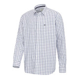 Hoggs of Fife Fernie bamboo shirt in blue country check, long sleeve mens country shirt for farming and shooting Hoggs of Fife Fernie bamboo shirt in blue country check, long sleeve mens country shirt for farming and shooting