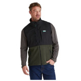 Model wearing Ridgeline Mens Hybrid gilet in deep forest and black