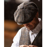 Brown Harris Tweed 8-Panel Thomas Baker Boy cap beautifully made in the UK