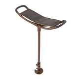 Brown leather shooting seat stick with adjustable shaft and sturdy frame