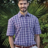 Champion Croyde short sleeve cotton seersucker check shirt for men