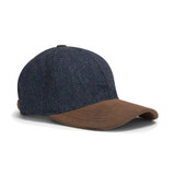 Hoggs of Fife Herringbone Tweed Baseball Cap in Blue tweed