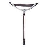 Brown Leather Adjustable Shooting Stick with Rubber Ferrule featuring an adjustable height frame and dark brown leather sling seat.