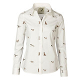 Rydale Ladies Wistow Printed Shirt in Country Dogs design with long sleeves, full button fastening, structured collar and all-over country dog print.