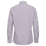 Back view of the Hoggs of Fife Becky II Ladies Cotton Shirt in pink, navy and white check