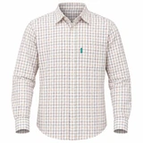 Ridgeline Mens Sedgebrook Shirt in cream with brown and grey checks, front ghost mannequin view
