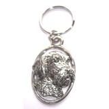 Wire Hair Head Pewter Keyring