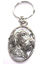 Wire Hair Head Pewter Keyring