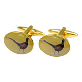 Standing Male Pheasant cufflinks with T-bar for easy wear, ideal for all formal occasions
