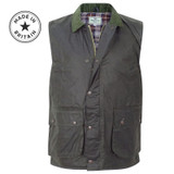 Olive Green Hoggs of Fife Waxed Waistcoat with quilted lining and large pockets