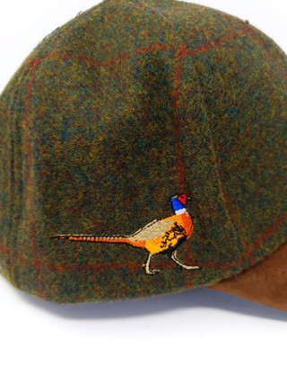 Hoggs Of Fife Berretto Waxed Brown - Cappello Classico In Cera, 100% Cotone, Fodera In Tartan
