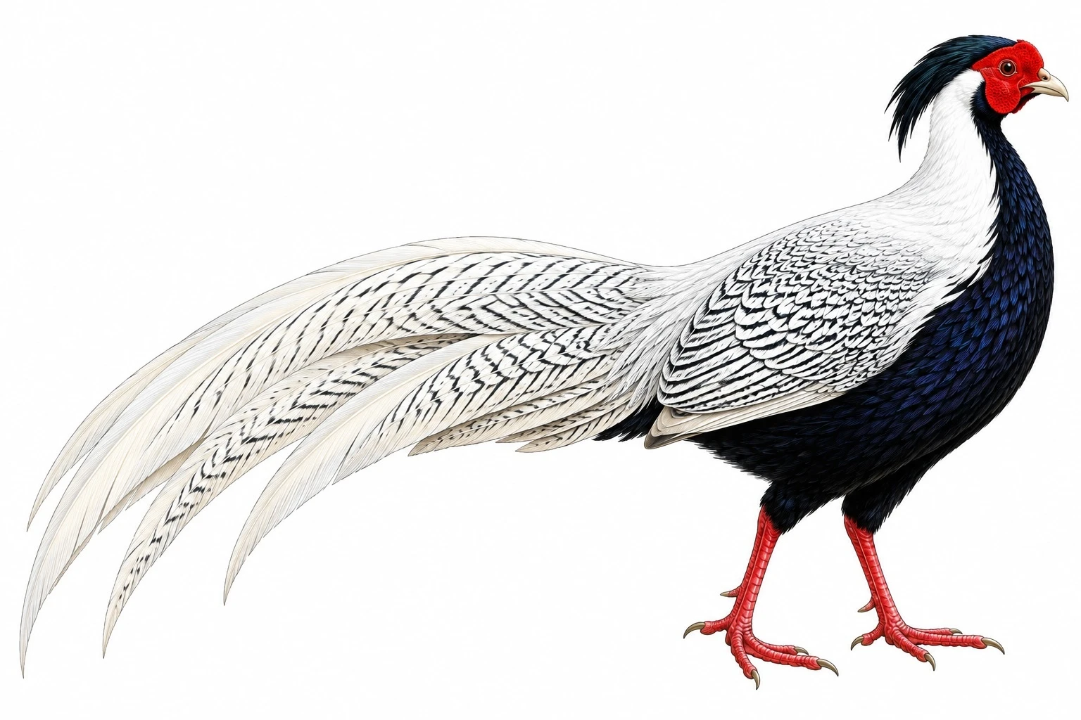 Male Silver Pheasant Lophura nycthemera