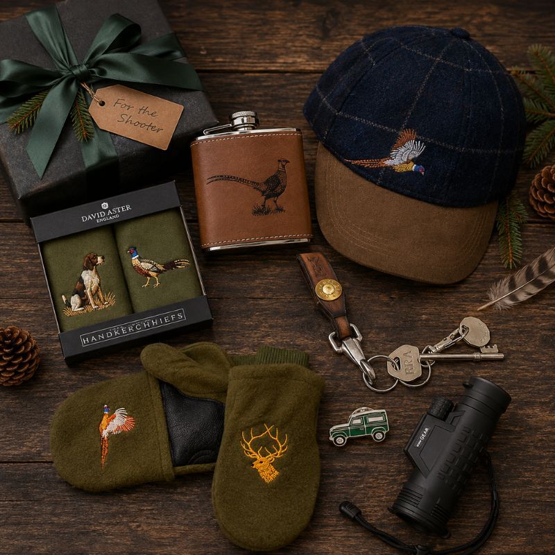 Unusual shooting gifts including shooting gloves, keyring, monocular and country accessories