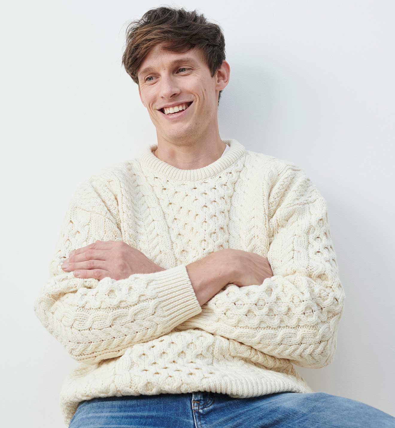 Traditional Aran Woollen Mills Jumper Unisex Cherry Tree Country