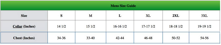 Champion Clothing Mens Size Guide