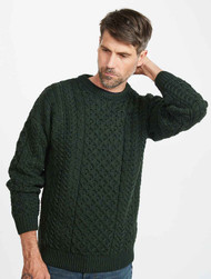 Traditional Aran Jumper in Army 