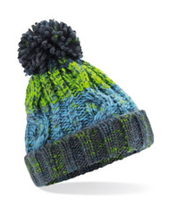 Junior Corkscrew Pom Pom Beanie in Electric Grey