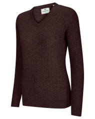 Hoggs of Fife Lauder Ladies Cable Pullover in Redwood