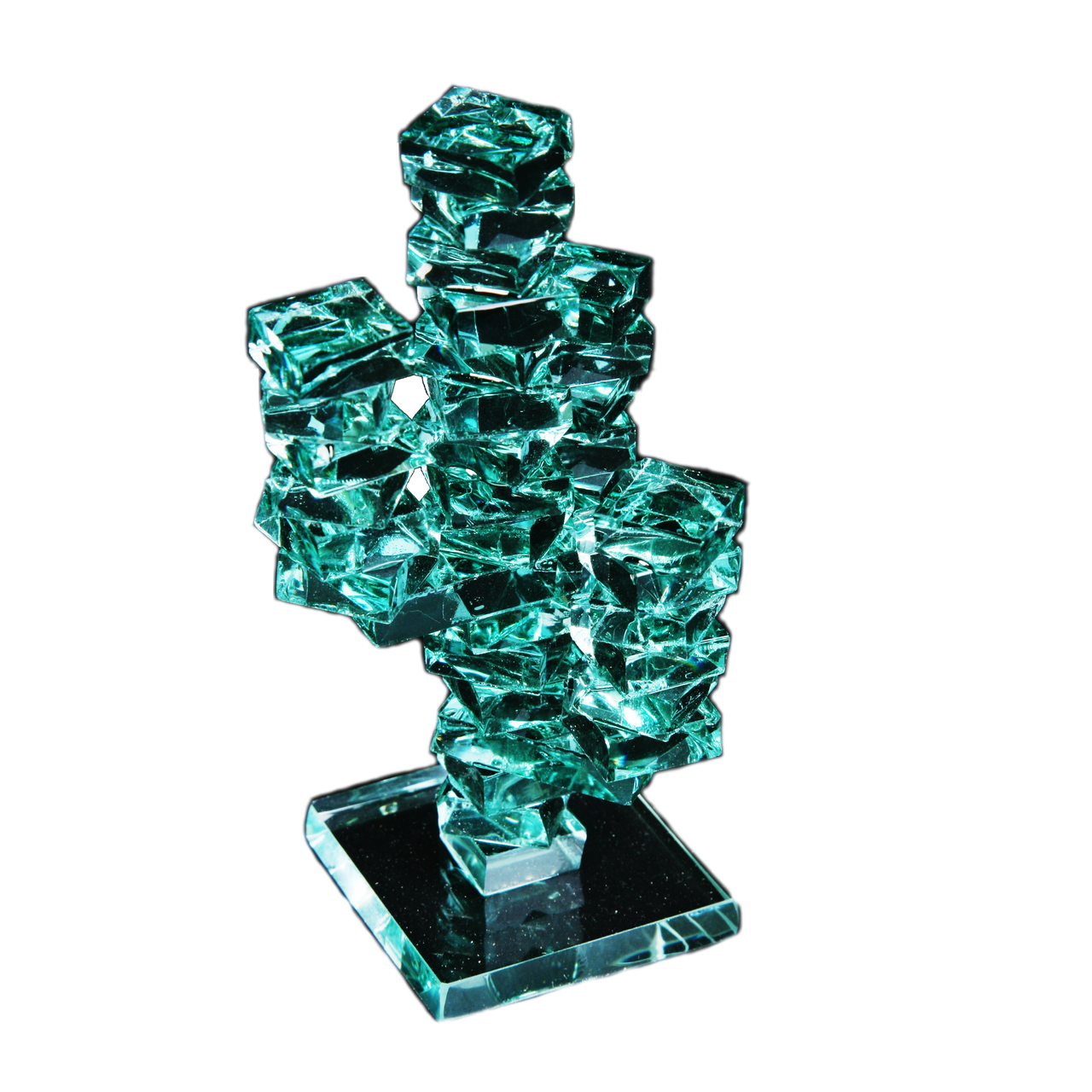 3-Arm Stacked Glass Cactus 4" w/Glass Base