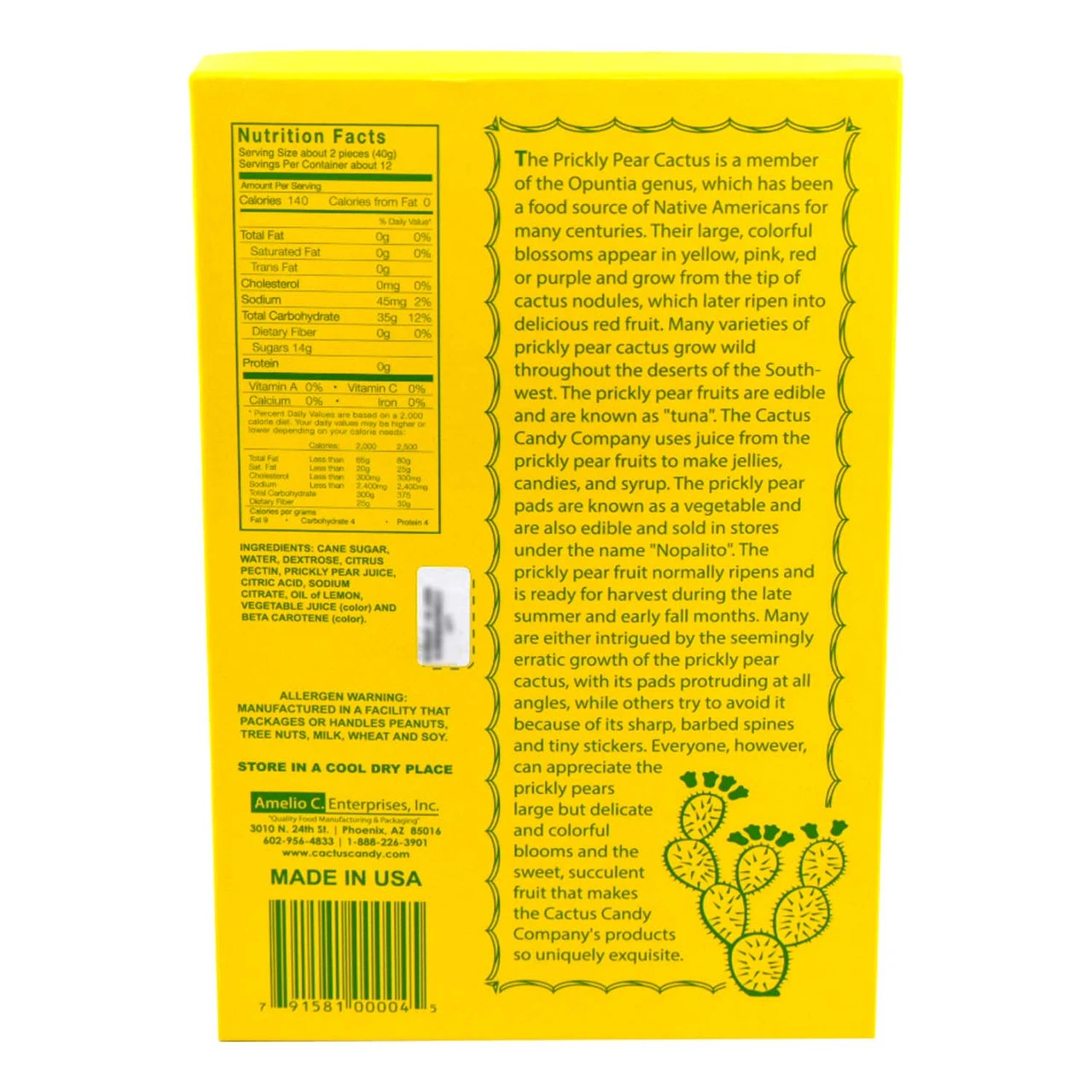 Prickly Pear Cactus Candy Squares 1lb Box