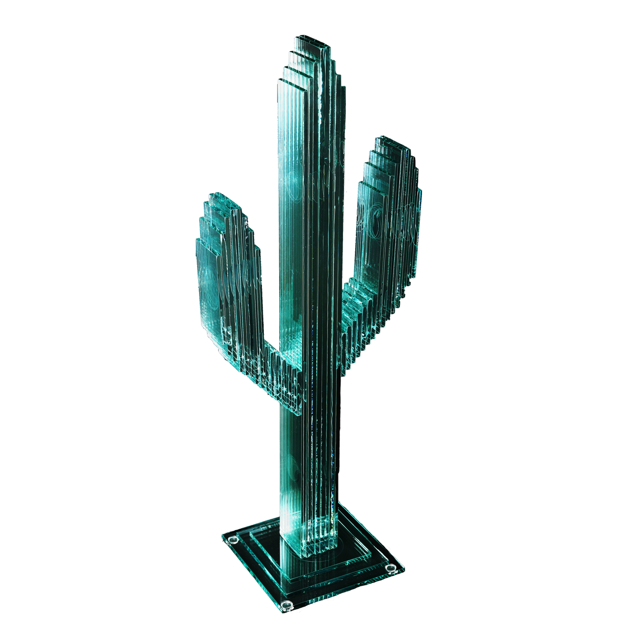 Vertical Glass Cactus 23" w/Glass Base