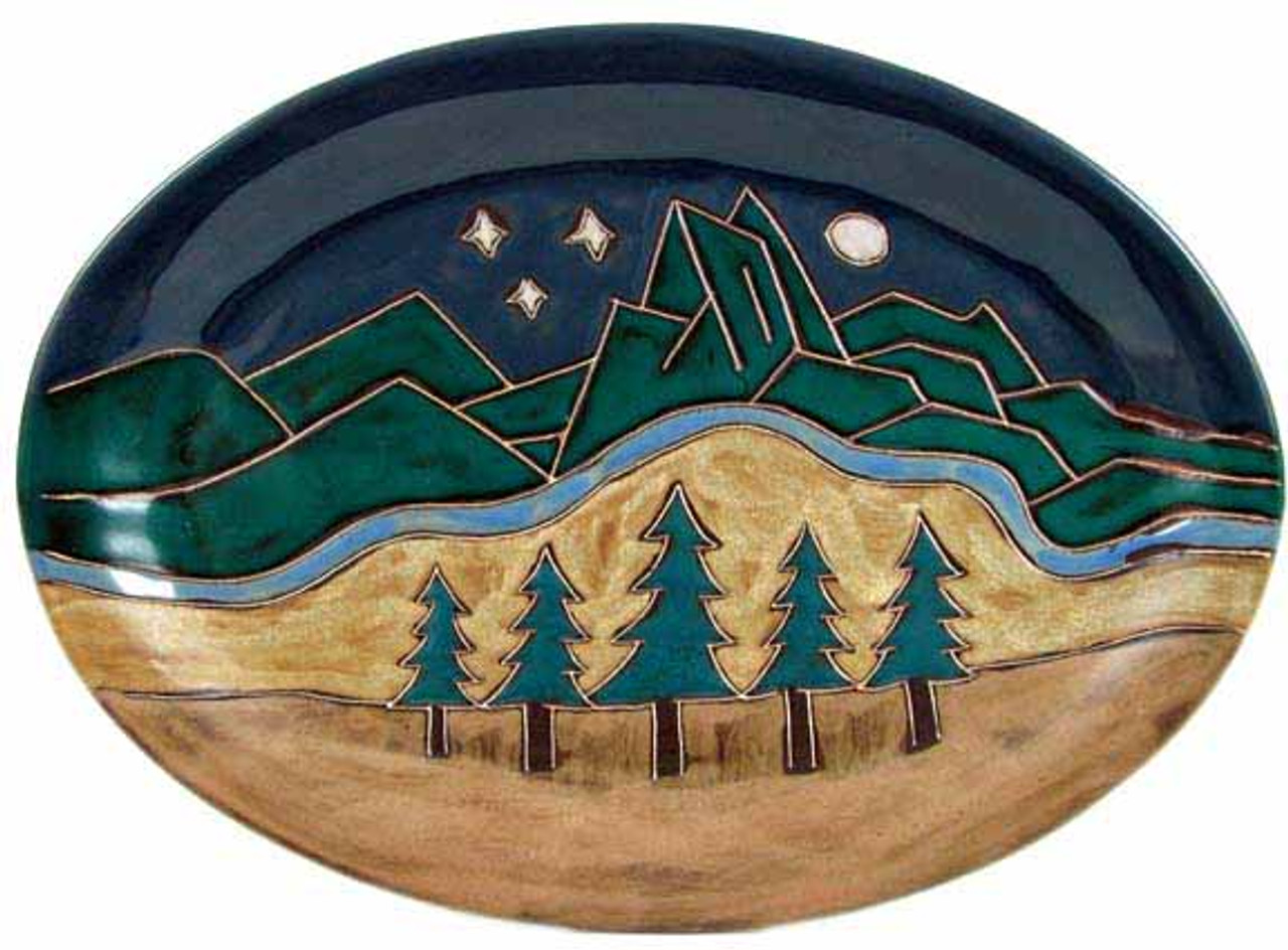 Mara Oval Serving Platter 13" - Mountain Scene