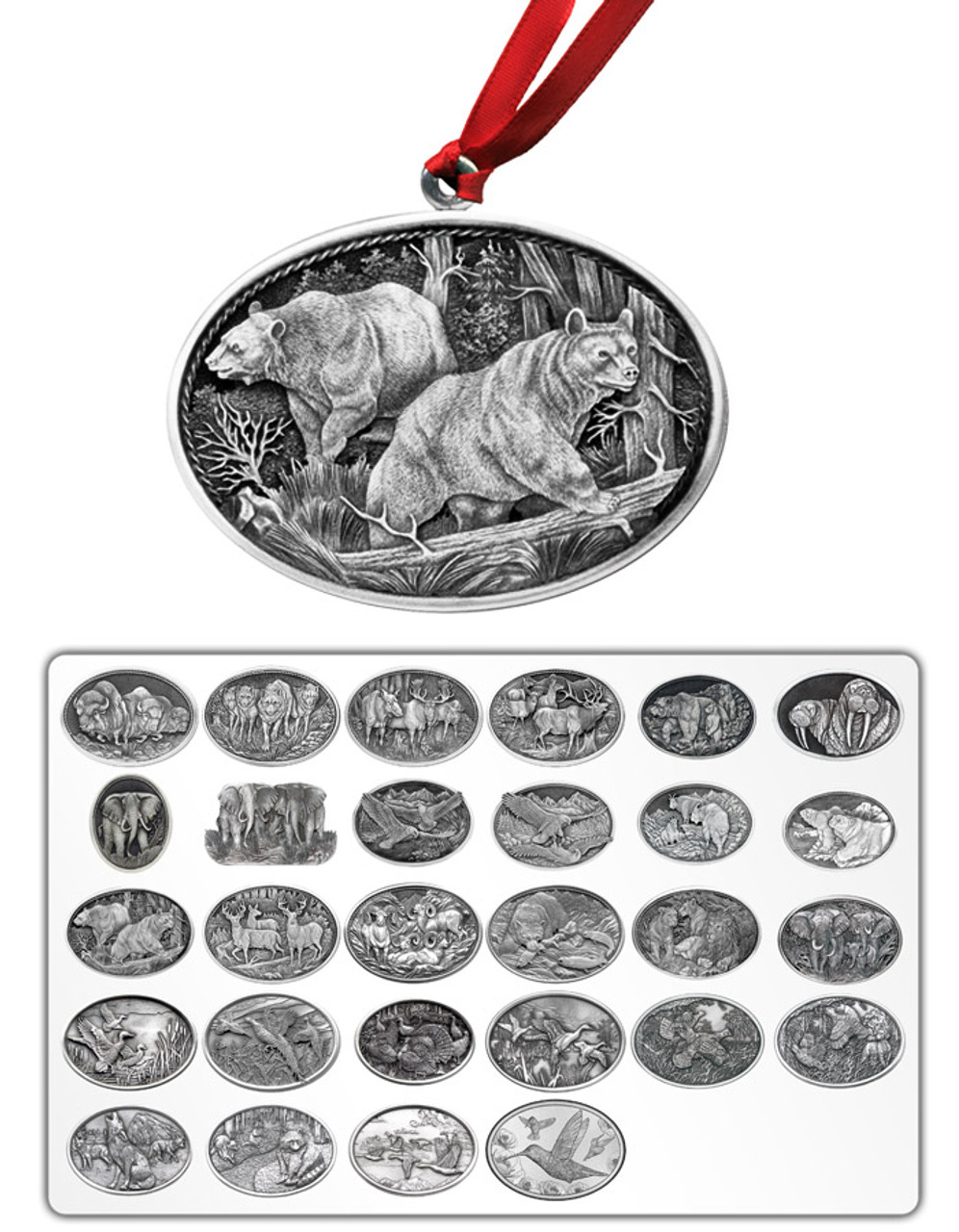 Horizontal Wildlife Pewter Ornament-Set of 4