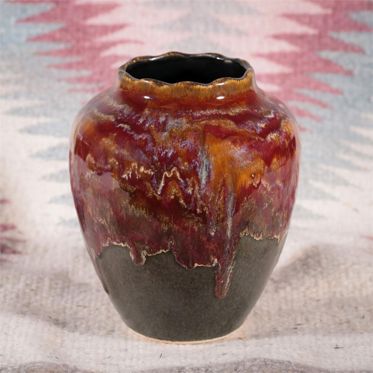 Rustic Flame Ridge Vase