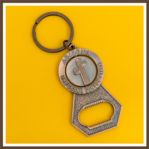Copper Cactus / Kokopelli Spinner Bottle Opener Keychain