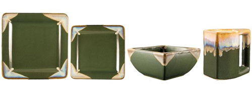 Square Dinner Set-Dark Green-16 Piece Set