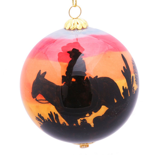 Arizona Sunset Cowboy - 3" Ornament Set of 2