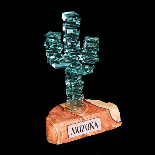 Stacked Glass Cactus 4" w/Sandstone Stacked Glass Cactus 4" w/Sandstone