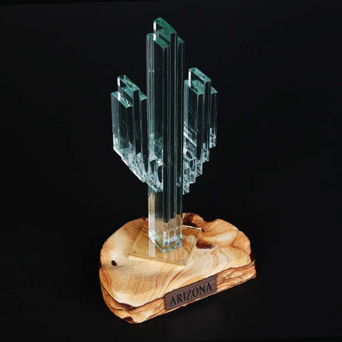 Vertical Glass Cactus 7" w/Sandstone