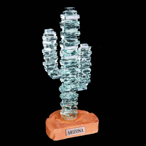Stacked Glass Cactus 8" w/Sandstone Stacked Glass Cactus 8" w/Sandstone